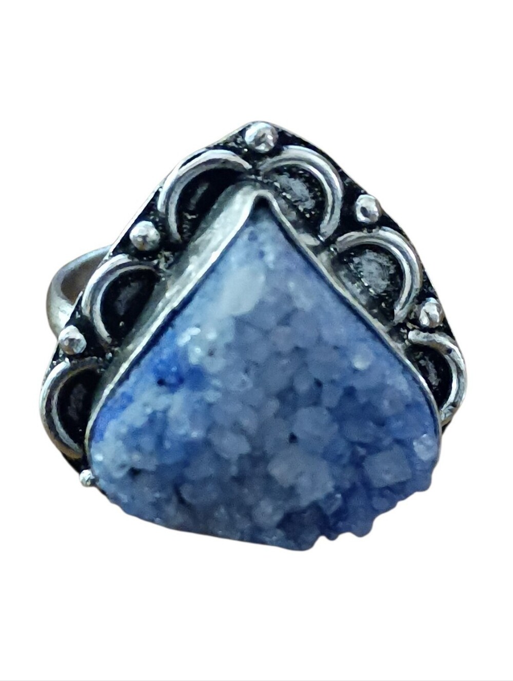 Fashion Jewelry Blue Druzy Teardrop Statement Size 6 Ring - Women Jewelry